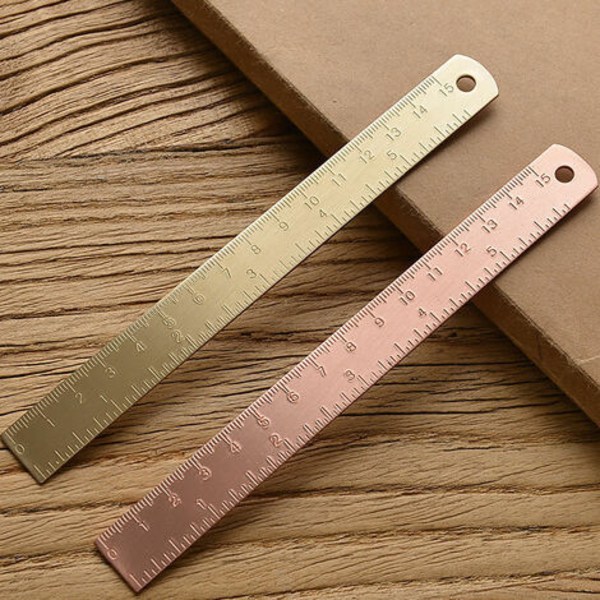 Kobberlineal er velegnet til skolekontorpapir metalmaling tegneværktøj måleinstrument målelineal b