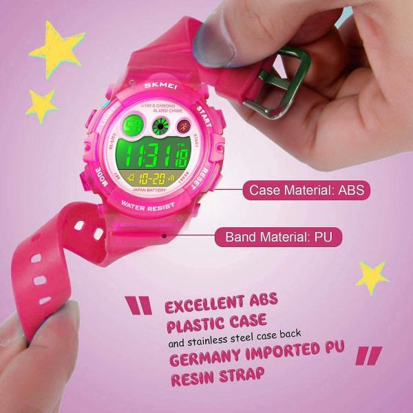 Digital watch för barn för pojkar, flickor, vattentäta elektroniska multi fritidsklockor för casual , 7 Co