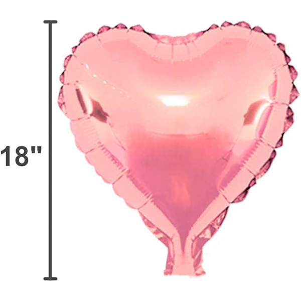 20 stk 18 tommers rosa hjerteballonger, hjerteheliumballonger, bryllupsfolie ballong, folie ballong, hjerteballonger (rosa)