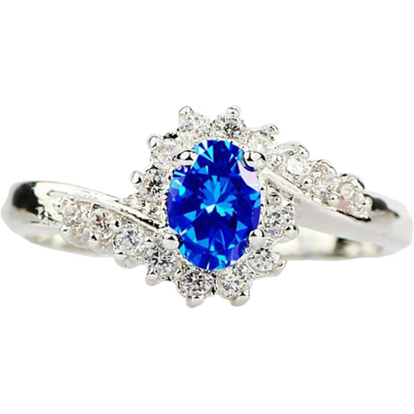 Smycke Ring Geometrisk Fint Utförande Utsökt Glansigt Kubisk Zirkon Ring För Fest Blue US 10