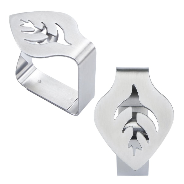 1 stk/4 stk Borddugsklemmer i Rustfrit Stål Dekorative Blad Borddugsklemme Holder Borddækning Klemmer til Picnic BBQ Bryllup Dekoration 4pcs silver C