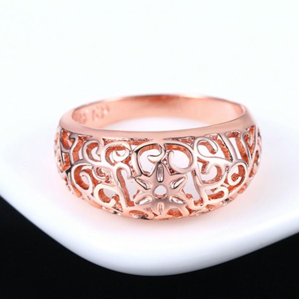 Fashion Women Hollow Flower Band Handmade Finger Ring Engagement Jewelry Deor White US 10