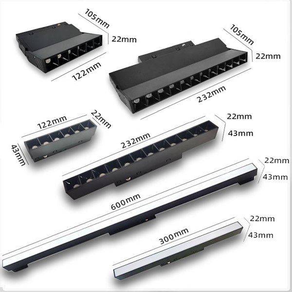 Integroitu LED 48V magneettinen kiskovalaisin, ilman päävalaistusritilää, avoin ja piilotettu asennus ilman reunaa (48V 6W magneettinen taittuva
