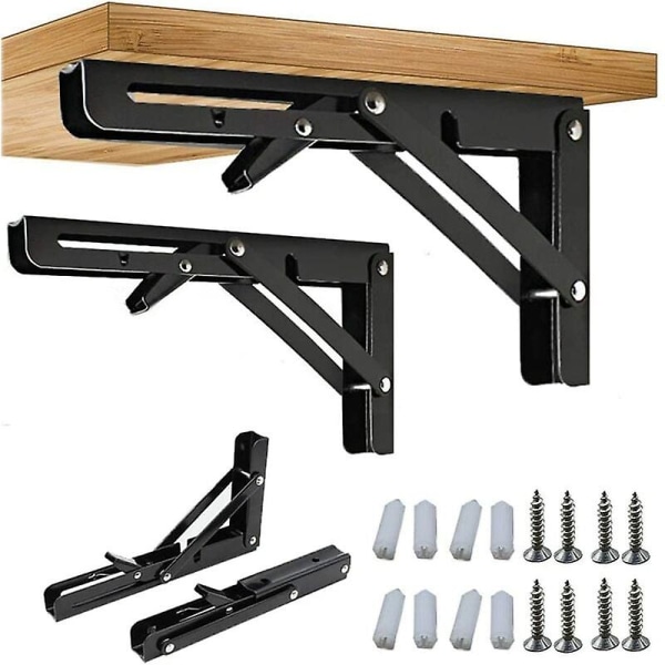 Fällbart Konsolstycke, 250/300mm Fällbart Konsolväggfäste, Tungt Fällbart Konsolfäste Svart Vikbart Konsolfäste För Bord Väggfäste 100kg Last