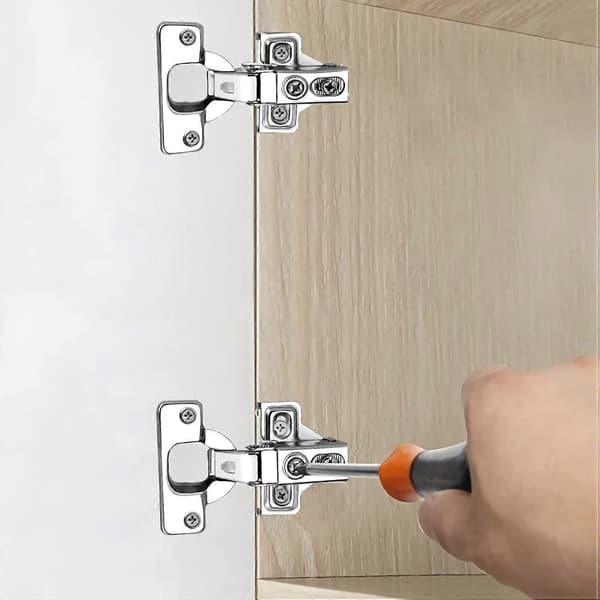 Mjukstängande skåpsgångjärn i borstad nickel - 4-pack