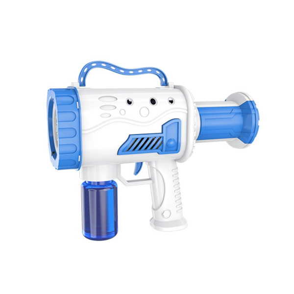 Bubbelmaskin med 10 hål och lampor, helt automatisk utomhusbubbelpistol Bazooka Bubbelmaskin (Blå)