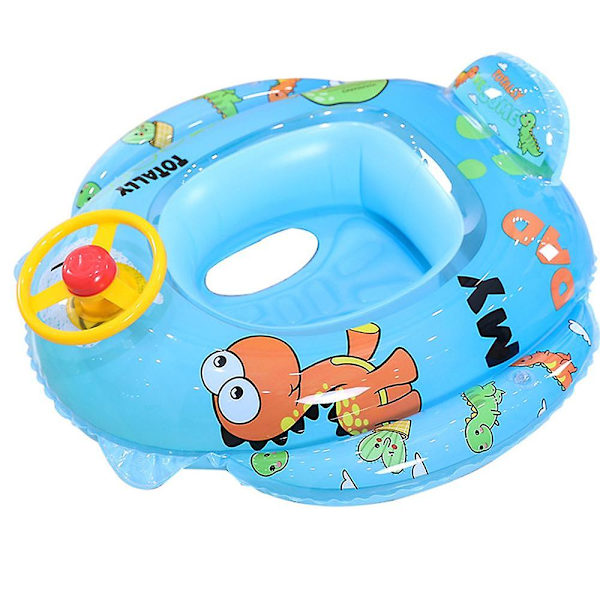 Baby Oppustelig Pool Flyder Ring Havfrue Mønster Svømning Flyde Båd Med Rat Horn Til Børn Sæde Spædbarn Båd Pool Ring Sommer Oppustelig Blue Dinosaur
