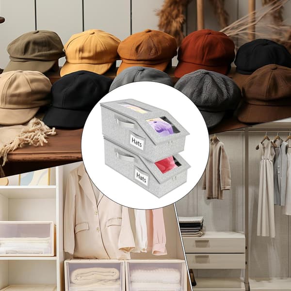 Hatteorganisering - Stablebart stativ for baseballcapser - 2 store holdere - For kommode, garderobe, skrivebord, hjem, kontor