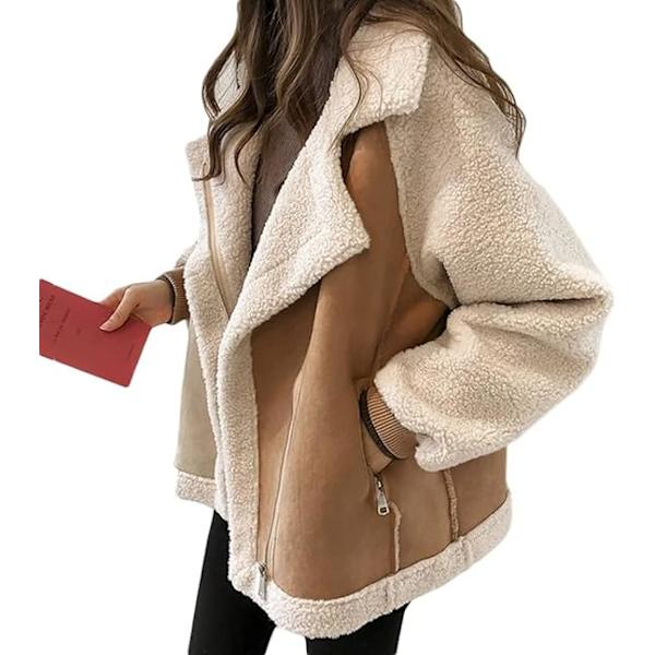 Khaki M Lammfleece Bikerjacka khaki M