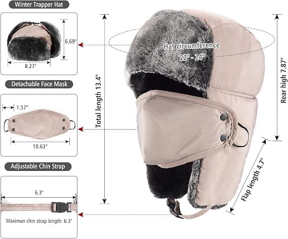 Vinterhatte til kvinder og mænd - Khaki, Vinterhat Ushanka