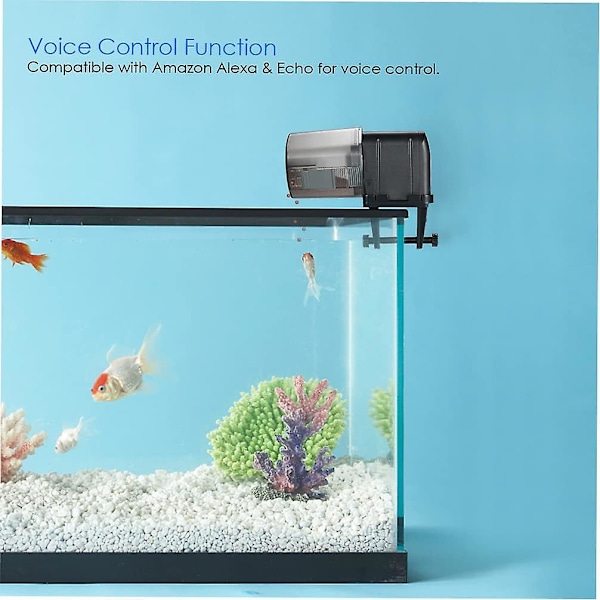 Akvarium Smart Automatisk Matningsapparat, Justerbar Utlopp, App-kontroll, Röststyrning Kompatibel Med Alexa Ilonda