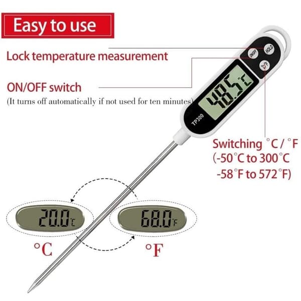 Madtermometer Elektronisk Probe Køkken Grilltermometer 5 Sekunder LCD-skærm
