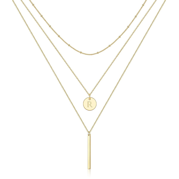Halsband med bokstav, flerlager, modeaccessoar för flickor Ac2957 K