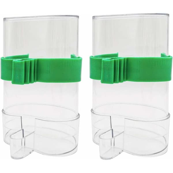 Fågelburtillbehör fågel fontän papegoja enhet (2 st transparent vattenkopp),