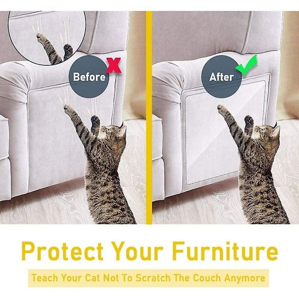 Anti-ridsetape til katte, 8 stykker møbelbeskyttelse, dobbeltsidet transparent anti-ridsetape til katte - Sofa, dør, vægge, bil