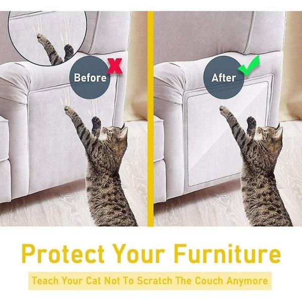Anti-Scratch reptejp för katter, 8 delar möbelskydd, dubbelsidigt genomskinligt anti-scratch repbandageband för katter - soffa, dörr, väggar, bil