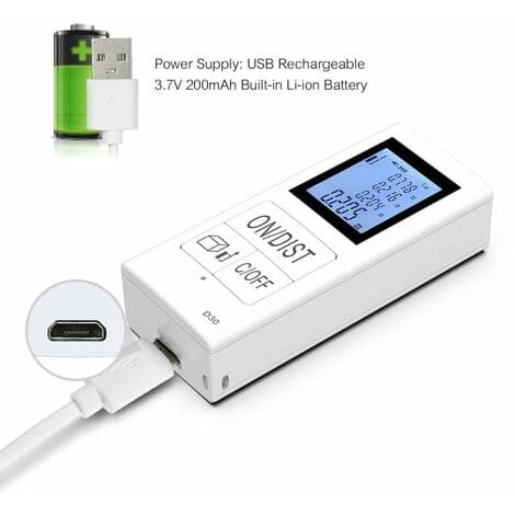 Laseretäisyysmittari, USB-ladattava, 30M