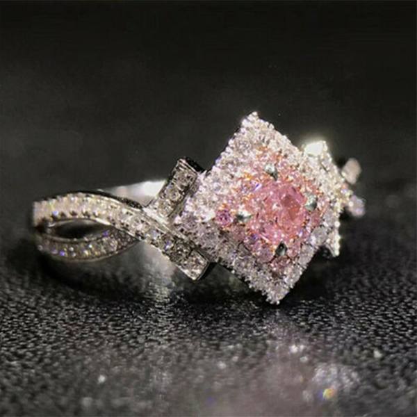 Ring Kvadratisk Kubisk Zirkonia All-Match Legering Brud Bröllop Rhinestone Fingerband För Kvinnor US 10