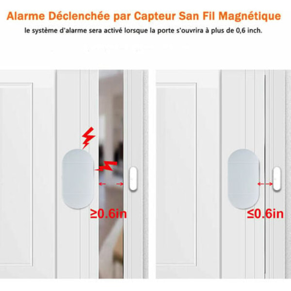 Dør- og vindualarm, trådløse dør- og vindu sensorer med fjernkontroll og batterier, magnetisk tyverisikring