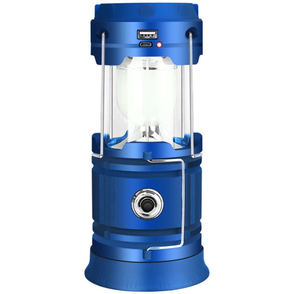 Solar Camping Lantern Horse Lantern, Uppladdningsbar, Bärbar, Utomhus, Vattentät, LED (Bright Lacquer Blue [[Camping Lamp+18650+ USB kabel+English Colo)
