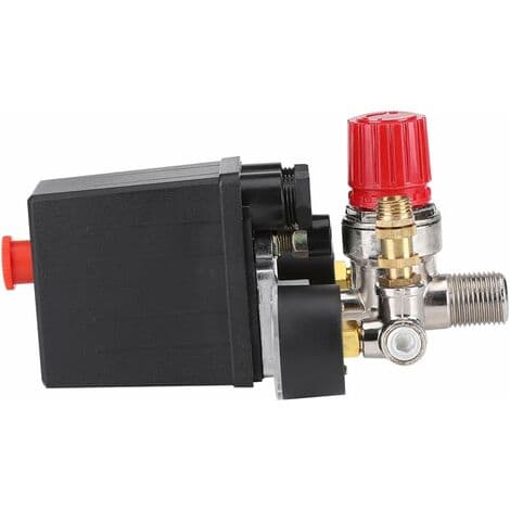 Luftkompressor Trykstyring med 175 Psi Trykregulator Dobbelt Måler Sikkerhedsventil
