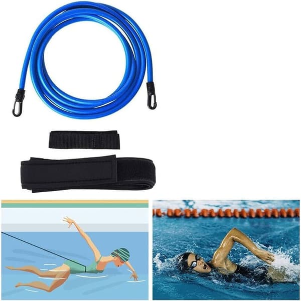 Simband för simning 6*10* Längd 4m Blå Elastiskt Snöre Pull Pool Justerbar Simband 4m Elastiskt Snöre Simm