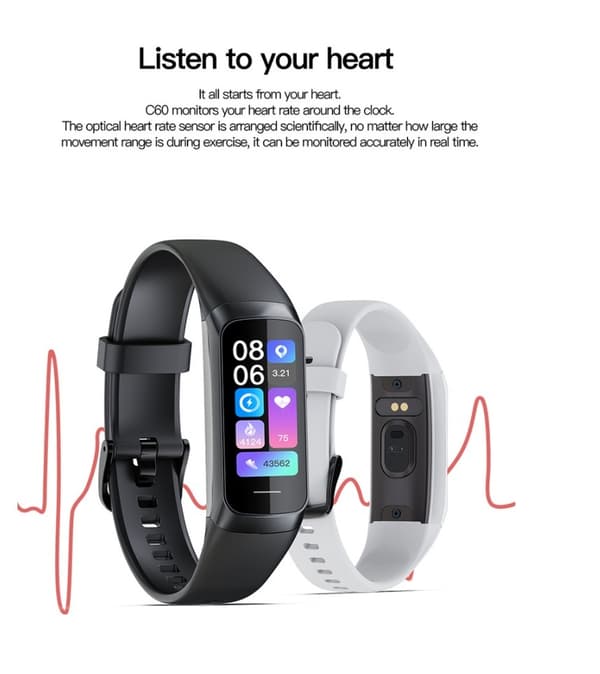 Bluetooth smart sportarmband (silvergrå pulver)