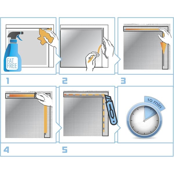 Glasfibervinduesnet 150 x 200 cm – Effektiv beskyttelse mod insekter – Vaskbart ved 30°C – Hurtig installation