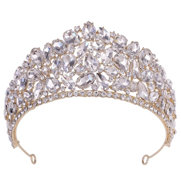 Rhinestones Crown med iögonfallande design Utsökt pannbandsdräkt för kvinnor Gold