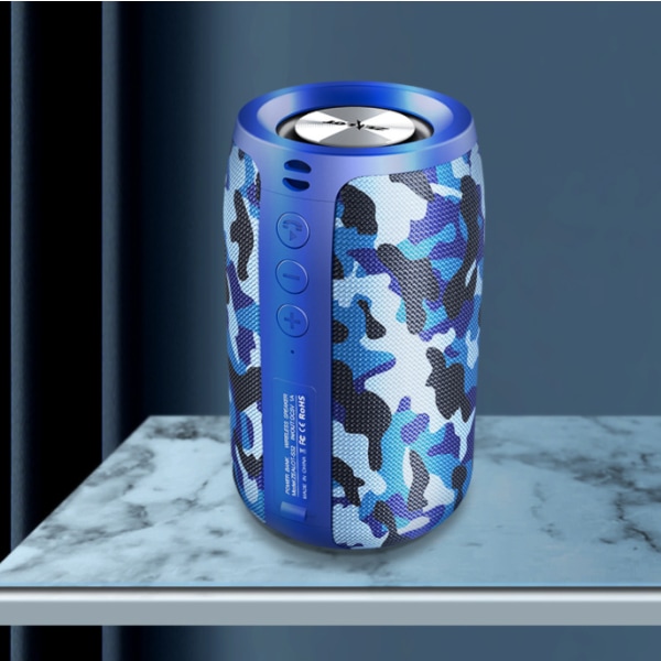 Trådløs Bluetooth-høyttaler, bærbar liten subwoofer-høyttaler for utendørs (Marine Camouflage)