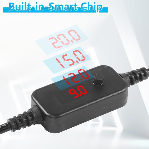 1m USB C - DC PD -sovitinkaapeli 10 liitäntäkärjellä, säädettävä jännite 5V-9V-12V-15V-20V