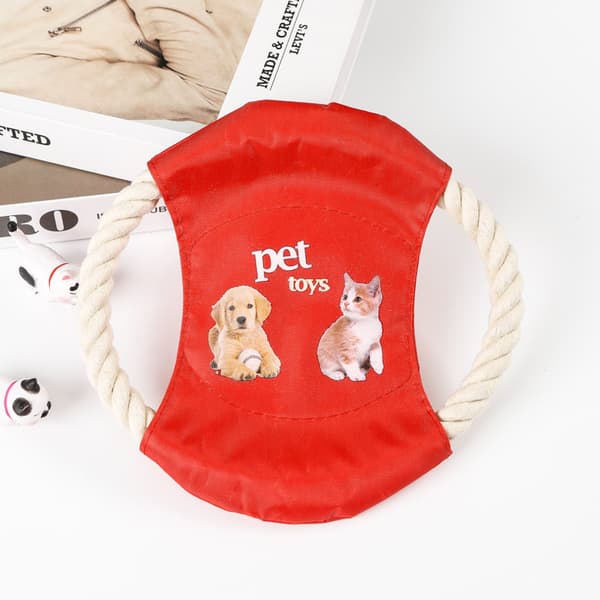2 st Röda Bomulls Frisbee för Husdjur, Bitresistent Träningsleksak för Hund