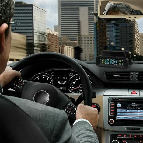 Universal TPMS C260 Solcellsdriven Trådlös Däcktrycksövervakning Realtids Däcktrycksmätare med LCD-Skärm och 4 Externa