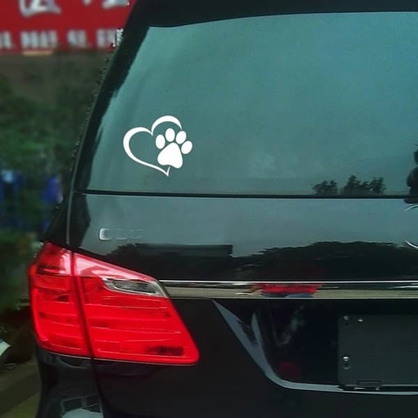 Hvide bilstickers, Stickers med poter og hjerte til biler