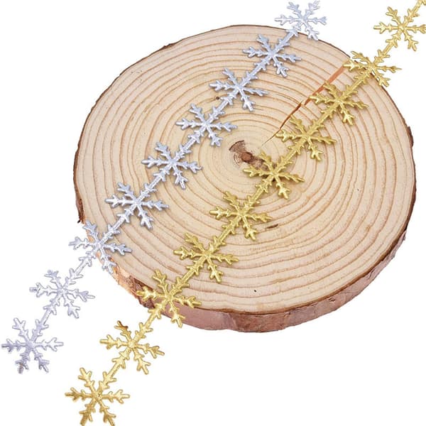 2 Rullar Julband med Spets, Merry Christmas-Tryck, Satängband