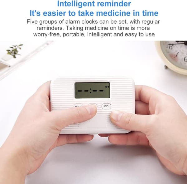 1 stk. (Blå) Automatisk pilledispenser, elektronisk pille-timer