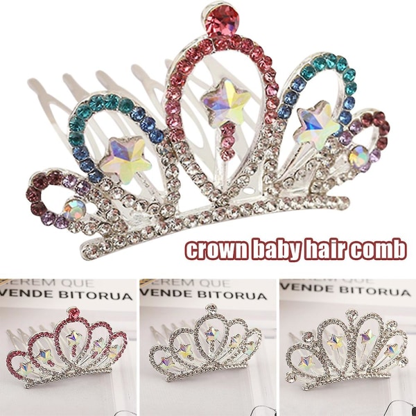 Barne Rhinestone Crown Hair Comb Babytilbehør Barnas Day Hodeplagg Style 5