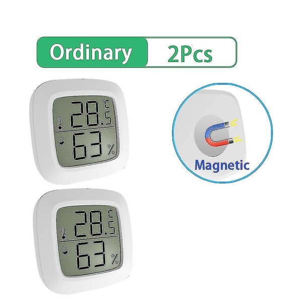 Mini Innendørs Magnetisk Termometer LCD Digital Temperatur Fuktighetsføler Termometer Hjem Rom Hygrometer Måler Værsentral 2 Pcs Ordinary