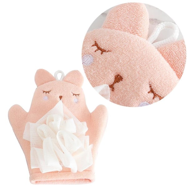 Badhandduk för barn med dubbla ändamål tecknad svamp Baby Badhandskar Bad Gnugga tillbaka Skummande nätartefakt pink