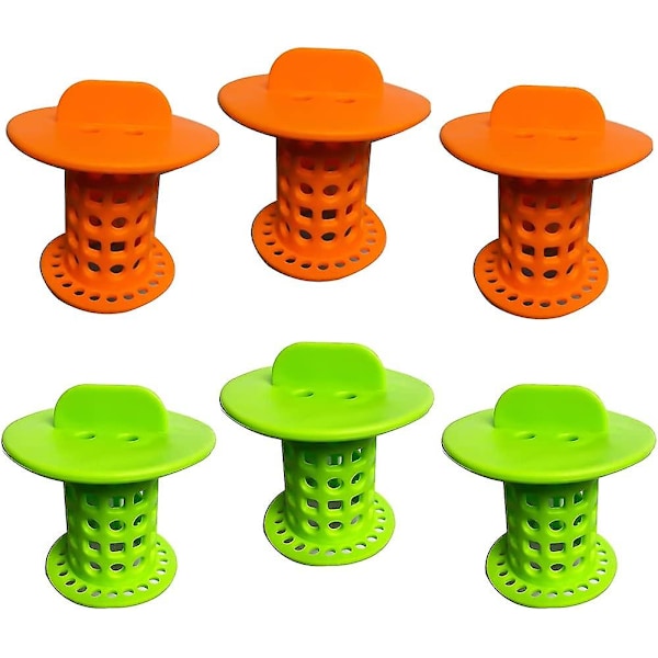 Fande Badrumsgolvbrunn, 6 st Golvbrunn Duschbrunn Rör, Avloppshår Fångare, För Badrum, Toalett, Kök Balkong (grön + orange)