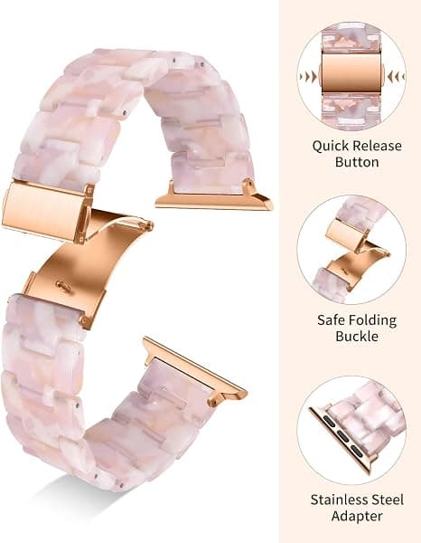 Resinrem (transparent rosa), egnet for Apple Watch-rem