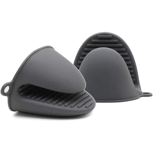 Tykk silikonovnvante for matlaging, baking, BBQ og grilling (grå)
