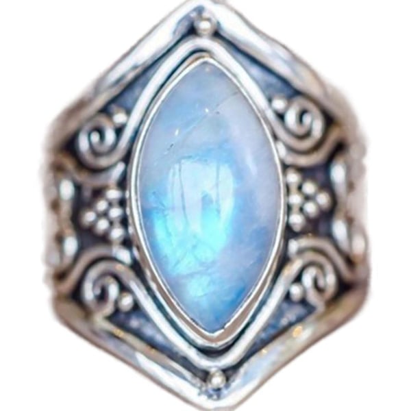 Damring Vintage Slät Oval Sten Glittrande Utsökt Legering Finger Ring För Dagligt Bruk US 6