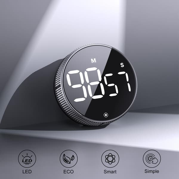 Produktivitetstimer med LED digital display, Smart timer för hem, klassrum, gym, kontor (silver)