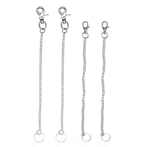 4st metalllegering säkerhetskedja metall nyckelring Lång kedja midja hängd nyckelring för män Silver