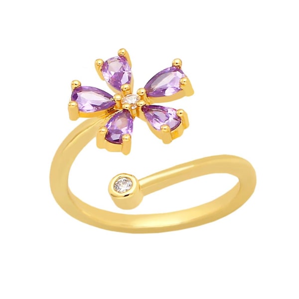 Ring Vintage Zircon Flower Stud motesmykker Ac10562 purple