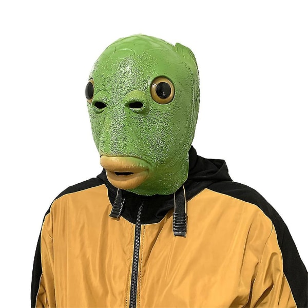 Halloween ful grön fisk latexmask cosplay fest huvudbonad kostym rekvisita utklädning