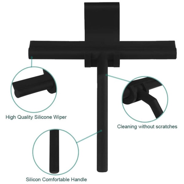 Sort silikone vinduesvisker + krog + hvid kasse med krog vinduesrensningsværktøj, til hjemmet, køkken, toilet, badeværelse