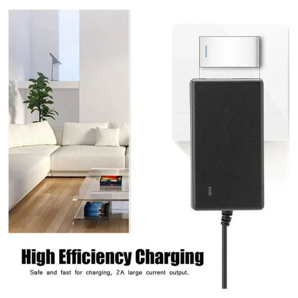 Sikker ladeadapter AC 100-240V DC 21V 2A for litium-ion-batterier, EU-plugg, erstatning