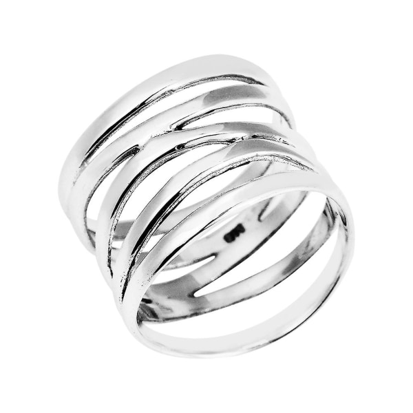 Mote-ring for kvinner med bredt 5-bånds spiraldesign - Bryllup, forlovelse, fest, smykkegave US 9